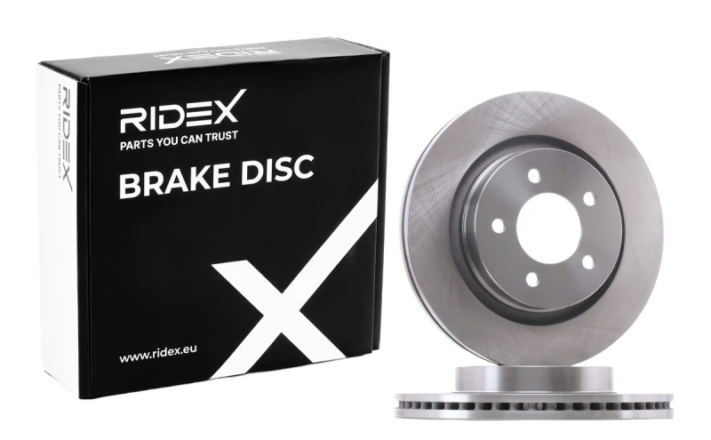 Image of RIDEX 82B0878 Brake disc Front Axle, Vented, Cast Iron, Uncoated, Untreated, without bolts/screws Cast Iron Brake Disc (82)