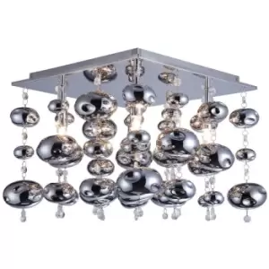 Image of Zumaline Elli Square Semi Flush Ceiling Light, Chrome, 5x G9