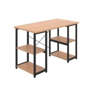 Image of Jemini Soho Desk 4 Straight Shelves 1200x600x770mm Beech/Black KF90785