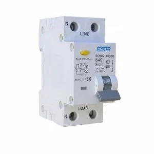 image of ESR RCBO B Curve 6KA 2 Pole Domestic Consumer Unit Circuit Breaker - 10A 30mA