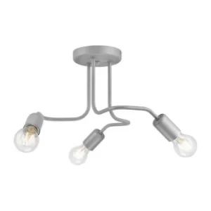 Image of Charlie Multi Arm Semi Flush Ceiling Light Silver, 3x E27