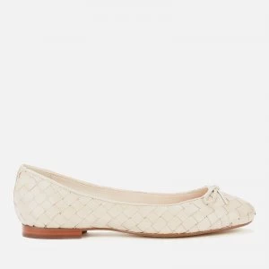 image of Dune Womens Heyday Woven Leather Ballet Flats - Ecru - EU 37/UK 4