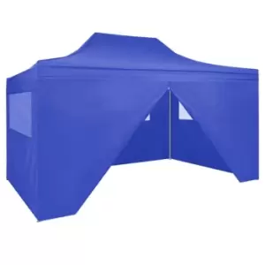 Image of Vidaxl Professional Folding Party Tent With 4 Sidewalls 3x4 M Steel Blue