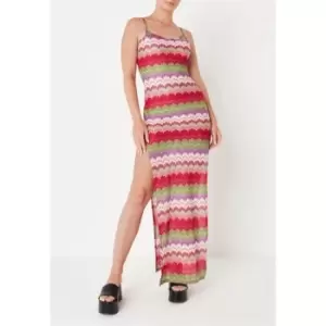 image of Missguided Crochet Strappy Maxi Dress - Multi