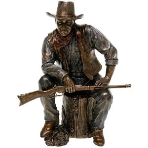 Image of Bronze Screen Legend John Wayne Sitting Ornament