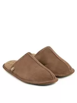 image of TOTES Isotoner Suede Mule - Tan, Size 11, Men