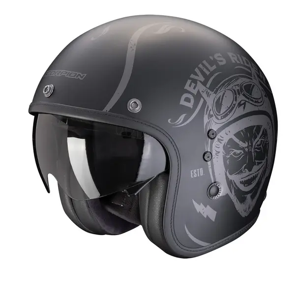 Image of Scorpion Belfast Evo Romeo Matt Black Silver Jet Helmet XL