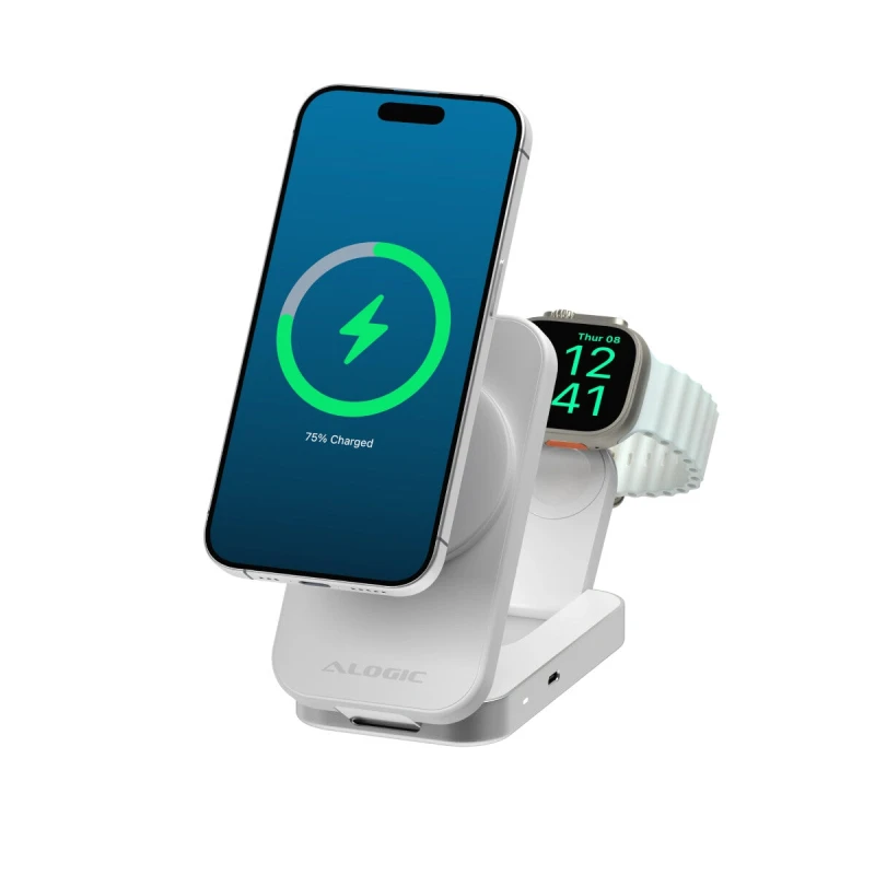 Image of ALOGIC Flip 2in1 Qi2 Wireless Charging Stand- White