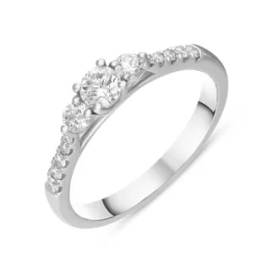 image of Platinum Diamond Three Stone Oval Cut Ring