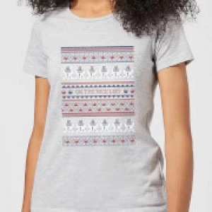 Image of Star Wars On The Nice List Pattern Womens Christmas T-Shirt - Grey - 3XL