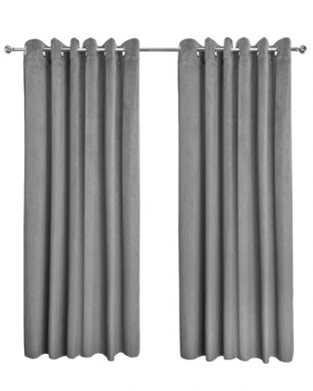 Image of Emma Barclay Midnight Blackout Thermal Velvet Eyelet Curtains, Silver - 66 X 90" Pair
