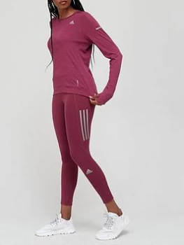Image of adidas Own The Run 7/8 Leggings - Dark Red, Dark Red Size XS Women