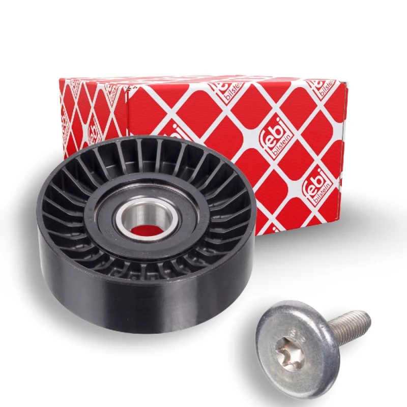 Image of FEBI BILSTEIN 19357 Idler Pulley with screw Plastic Deflection/Guide Pulley,v-ribbed belt (312)