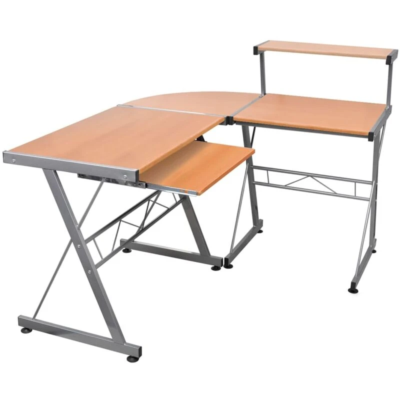 Image of Vidaxl Corner Computer Desk Brown 132X112X99cm Engineered Wood, Brown 20586