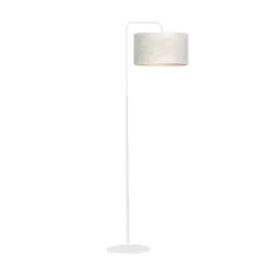 Image of Emibig Broddi White Floor Lamp with Shade with White Fabric Shades, 1x E27