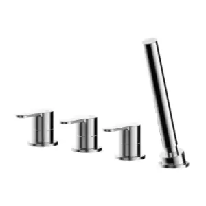 image of Nuie Arvan Deck Mounted 4 Tap Hole Bath Shower Mixer No Spout - Chrome