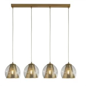 Image of 4 Light Pendant Bar Mesh Satin Brass, E27