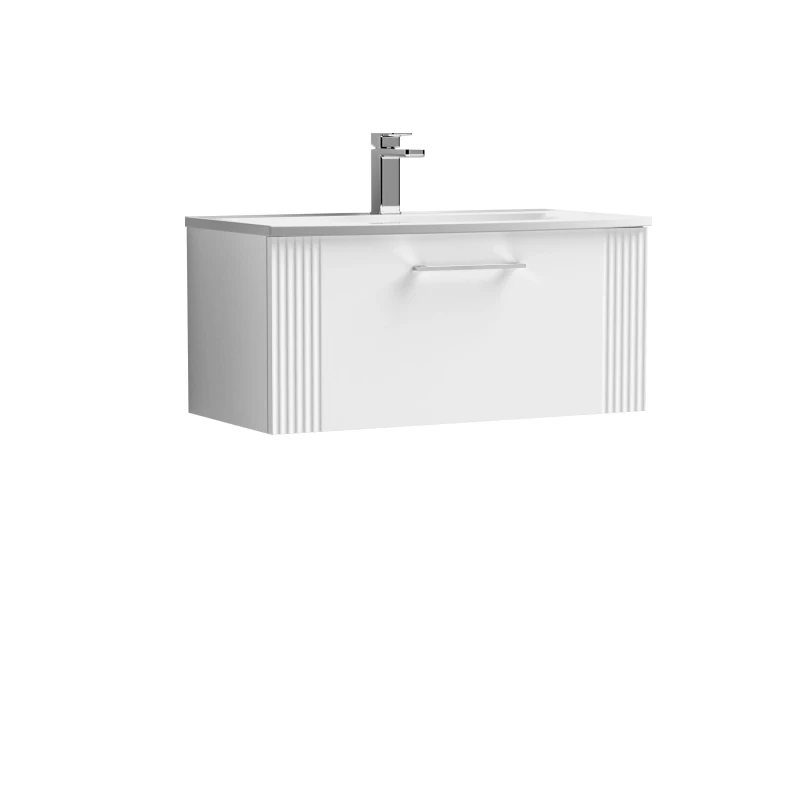 Image of Balterley 1 Drawer Wall Hung Vanity Unit Curved Basin White 800mm White