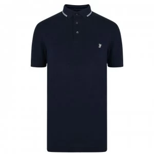 image of French Connection Tipping Polo Shirt - Marine/Charcoal