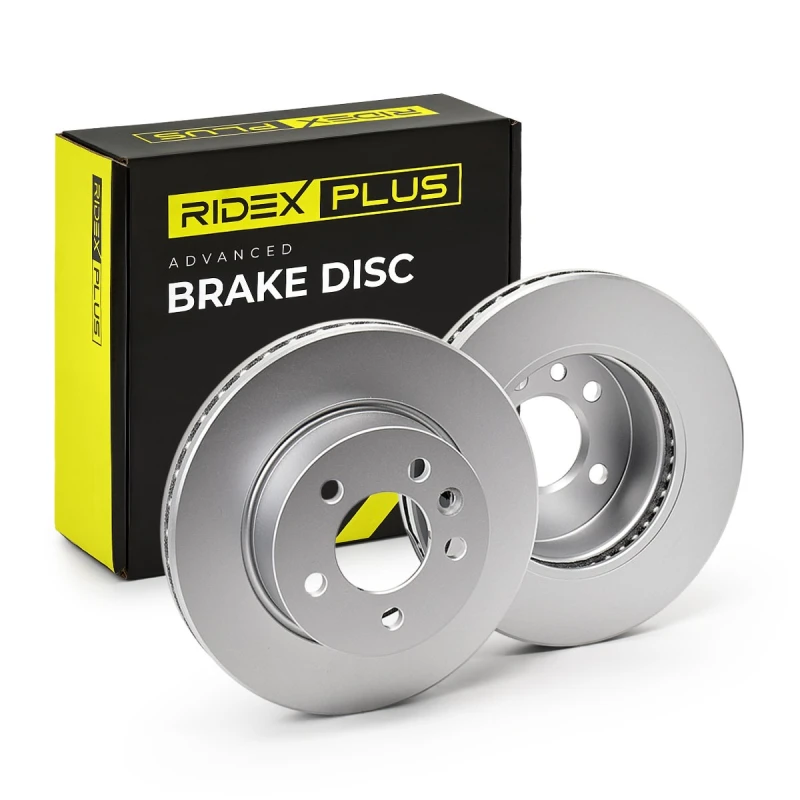 Image of RIDEX PLUS 82B2031P Brake disc Front Axle, Vented, Grey Cast Iron, Coated, High-carbon, without bolts/screws Grey Cast Iron Brake Disc (82)
