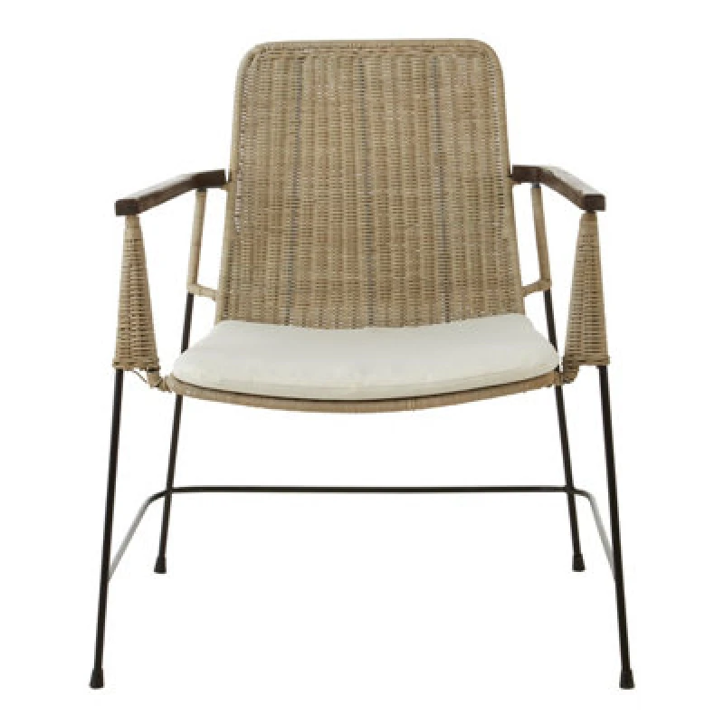 Image of Orsina Traditional Design Natural Rattan Chair, Easy To Clean Outdoor Chair, Arm And Backrest Rattan Arm Chair