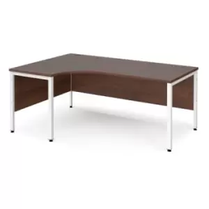 image of Office Desk Left Hand Corner Desk 1800mm Walnut Top With White Frame 1200mm Depth Maestro 25 MB18ELWHW