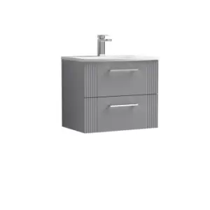 image of Nuie Deco 600mm Wall Hung 2 Drawer Vanity & Basin 4 - Satin Grey