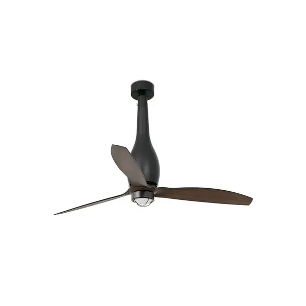 Image of Eterfan LED Matt Black, Wood Ceiling Fan with DC Motor Smart - Remote Included, 3000K