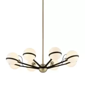 image of Ace 8 Light Chandelier Textured Bronze Brushed Brass, Glass