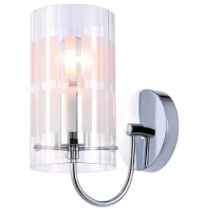 image of Italux Max - Modern Wall Lamp Chrome 1 Light with Clear Shade, E27