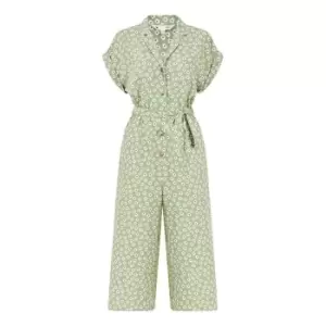 image of Yumi Green Daisy Print Jumpsuit - Green