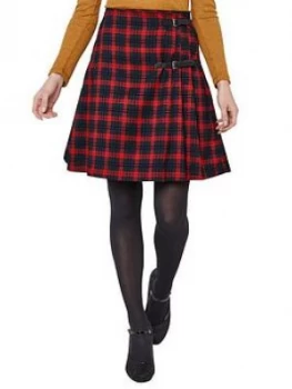 image of Joe Browns Funky Punk Check Skirt - Red Black, Size 8, Women