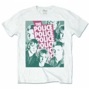 Image of The Police Halftone Faces Mens White Tshirt: XXL