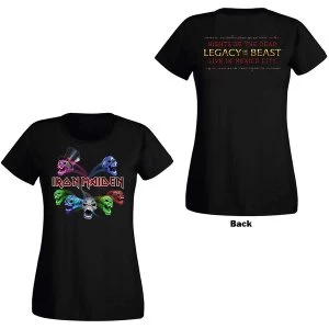 Image of Iron Maiden - Legacy of the Beast Live Album Skulls Ladies Large T-Shirt - Black