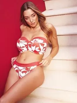 Image of Panache Oasis Moulded Bandeau Bikini Top Botanical - Red, Size 32D, Women