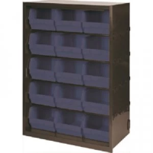 Image of Slingsby Metal Bin Cupboard With 15 Polypropylene Bins Dark Grey Black 371831