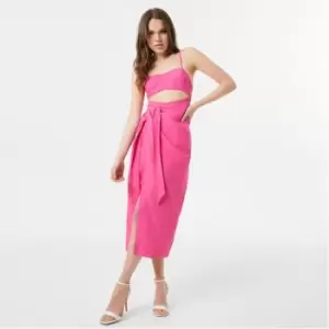 image of Jack Wills Tie Waist Midi Dress - Pink