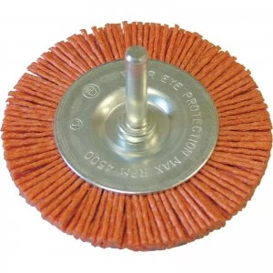 image of Faithfull Abrasive Nylon Bristle Wheel Brush 100mm 6mm Shank