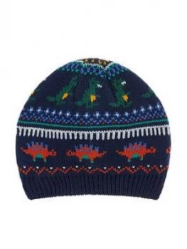 image of Monsoon Boys Dino Clay Fairisle Novelty Beanie Hat - Multi