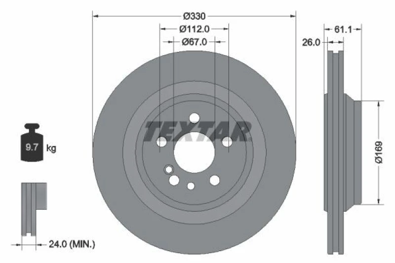 Image of Brake disc TEXTAR 92278303