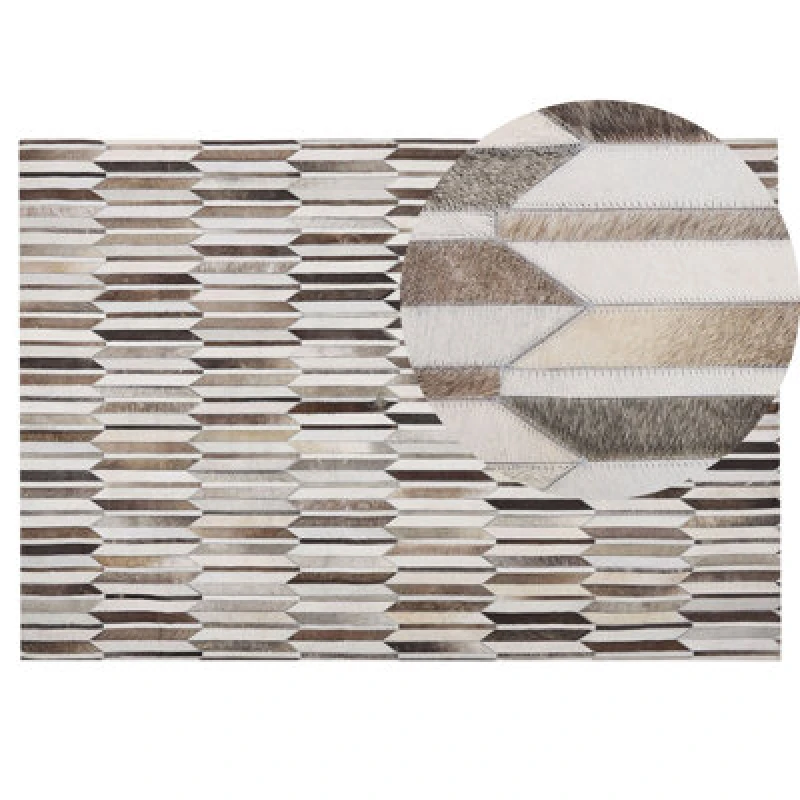 Image of Beliani Rug Kulalar Beige 140 X 200 Cm Leather