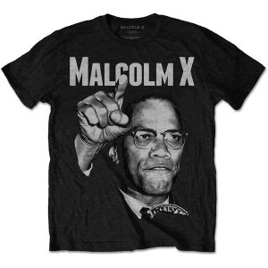 Image of Malcolm X - Pointing Unisex Large T-Shirt - Black