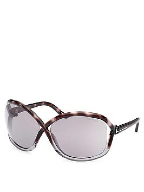 Image of Tom Ford Womens Butterfly Gradient Grey Tortoise Smoke Grey Silver Mirror Bettina FT1068 Sunglasses Grey Female One Size