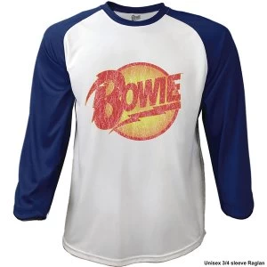 Image of David Bowie - Smoking Mens Large Raglan T-Shirt - Navy Blue / White
