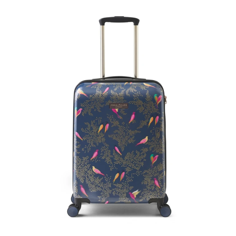 Image of Sara Miller Small Trolley Spinner Suitcase - Smokey blue birds Small Trolley Spinner Suitcase - Smokey blue birds - 54(h) x 36(w) x 20(d) cm - Smokey