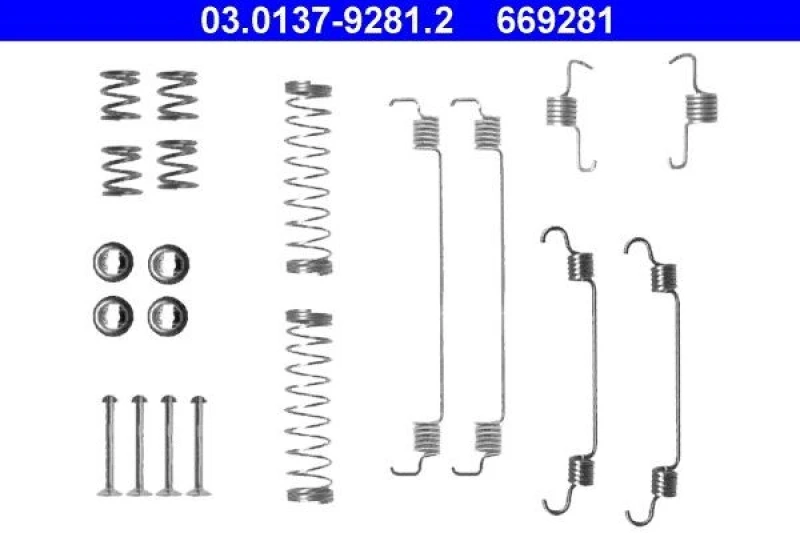 Image of ATE 03.0137-9281.2 Accessory Kit, brake shoes Accessory Kit,brake shoes (1502)