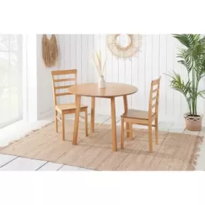 Image of Pickworth Round Dining Set with 2 Upton Chairs Brown - Brown
