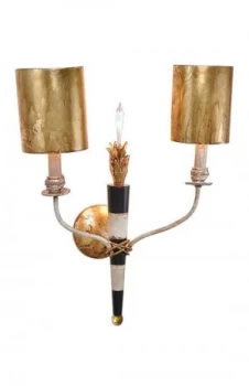 Image of 2 Light Indoor Candle Wall Light Black, Gold with Shades, E14