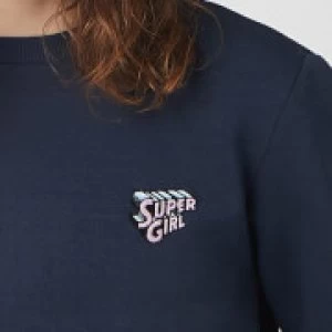 Image of DC Super Girl Unisex Embroidered Sweatshirt - Navy - 3XL