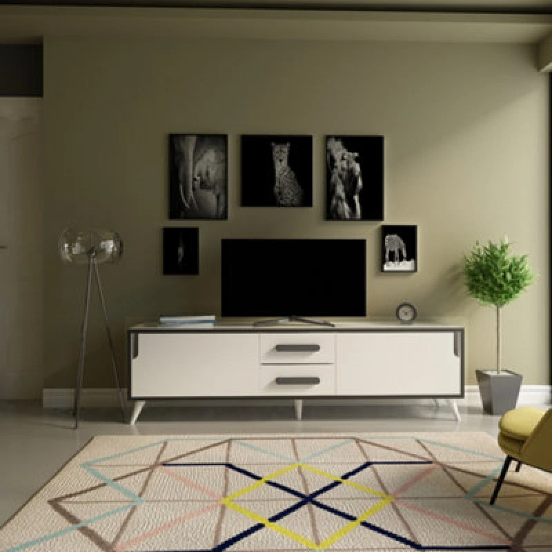 Image of Decorotika Decorotik Tex TV Stand For Tv's Up To 70" White And Anthracite